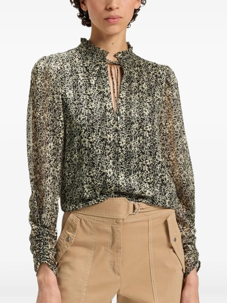  Boss Ruffled Floral Blouse - Black 