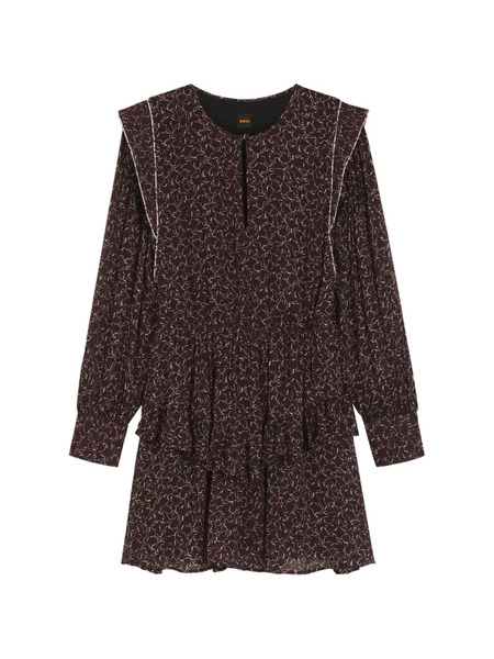  Boss Ruffled Floral Dress - Brown 