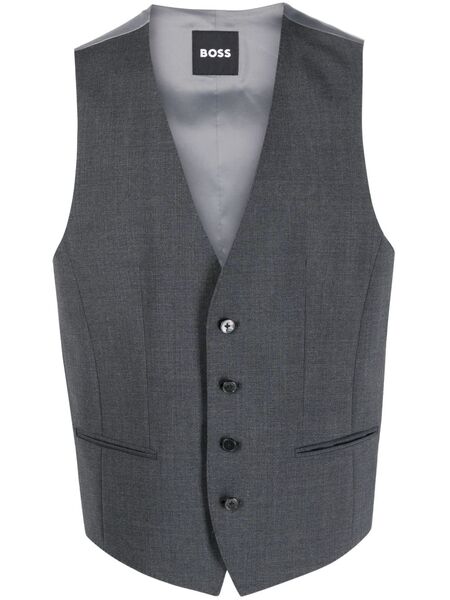  Boss Single-breasted Buttoned Waistcoat - Grey 