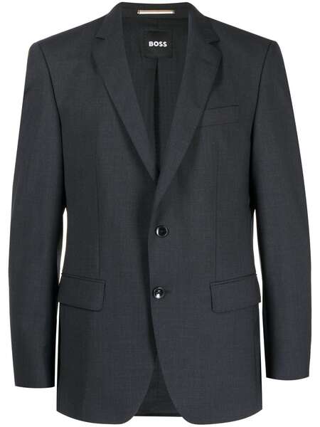  Boss Single-breasted Stretch-wool Blazer - Black 