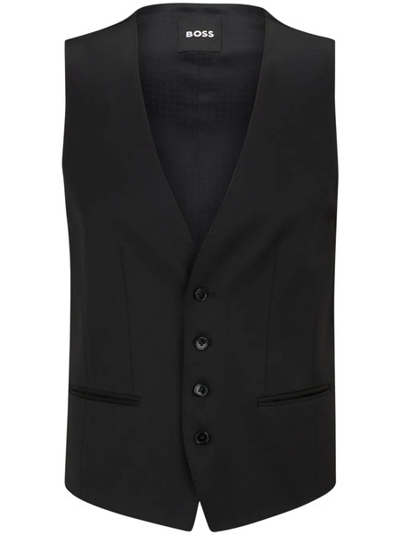  Boss Single-breasted Tailored Waistcoat - Black 