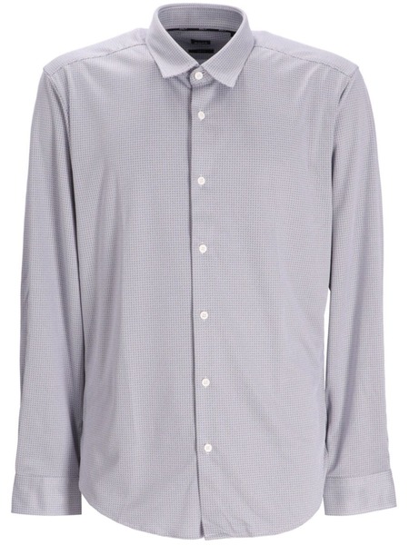  Boss Stretch-jersey Micro-check Shirt - Grey 