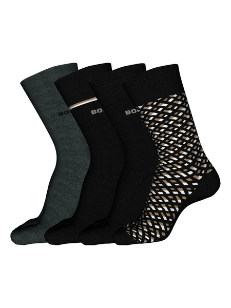  Boss Stripe-patterned Cotton-blend Socks (pack Of Four) - Black 
