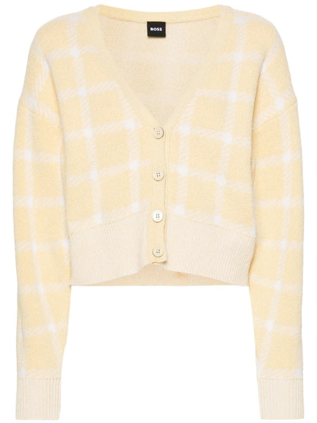  Boss Tartan Knitted Cardigan - Neutrals 