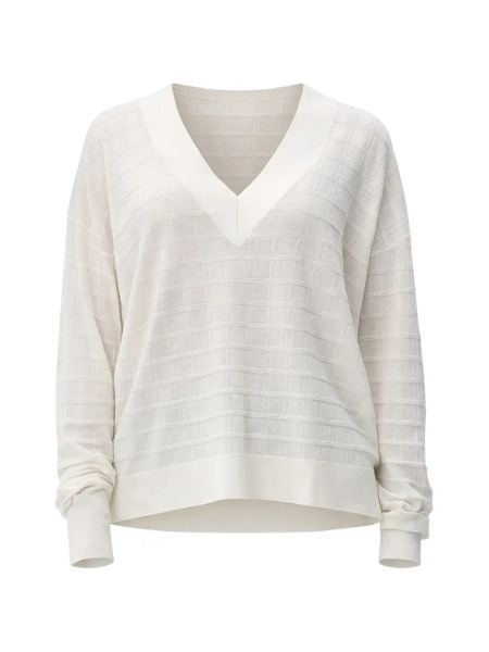  Boss V-neck Textured Sweater - White 