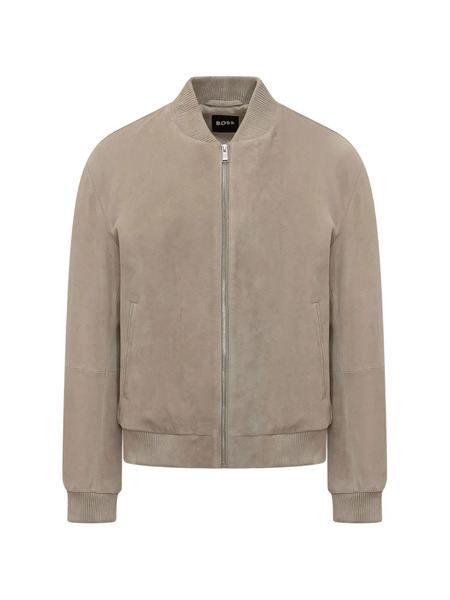  Boss Zip Fastening Leather Jacket - Neutrals 