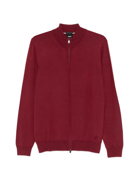  Boss Zip Plain Cardigan - Red 