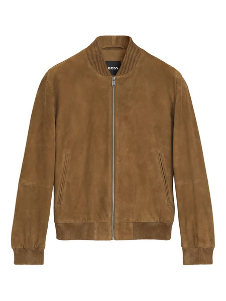  Boss Zip Ribbed Suede Jacket - Brown 