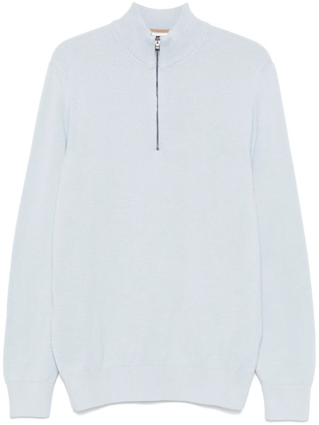  Boss Zipped Cotton Sweater - Blue 