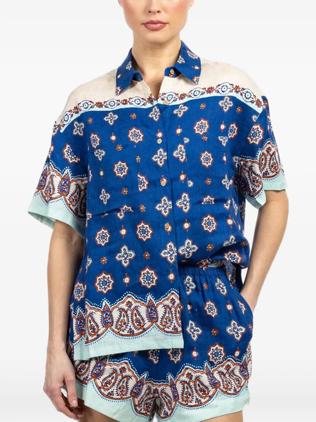  Boteh Patterned Shirt - Blue 