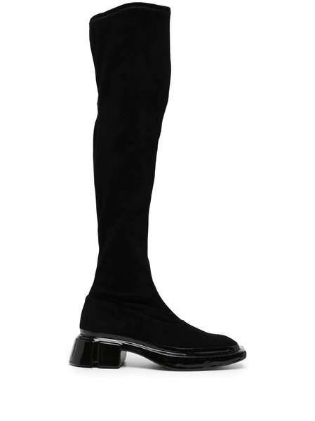  Both Knee-high Low-heel Boots - Black 