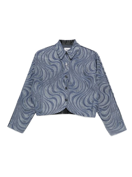  Botsi Button-up Wave-pattern Jacket - Blue 