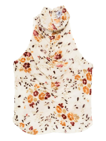  Botsi Floral-print Ruched-design Blouse - Neutrals 