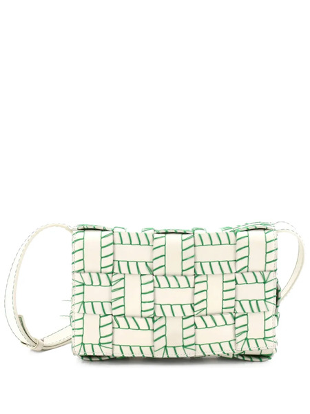  Bottega Veneta Pre-owned Cassette Baseball Stitch Maxi Intrecciato Leather Medium Crossbody Bag - White 
