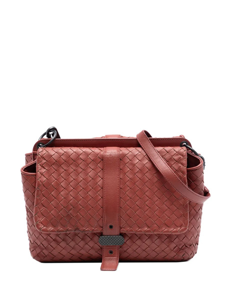  Bottega Veneta Pre-owned 2012-2025 Nappa Intrecciato Double Sided Flap Messenger Bag Crossbody Bag - Red 