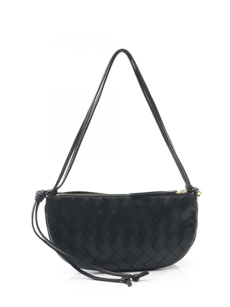  Bottega Veneta Pre-owned 2012-2025 Small Lambskin Intrecciato Gemelli Double Pouch Shoulder Bag - Black 