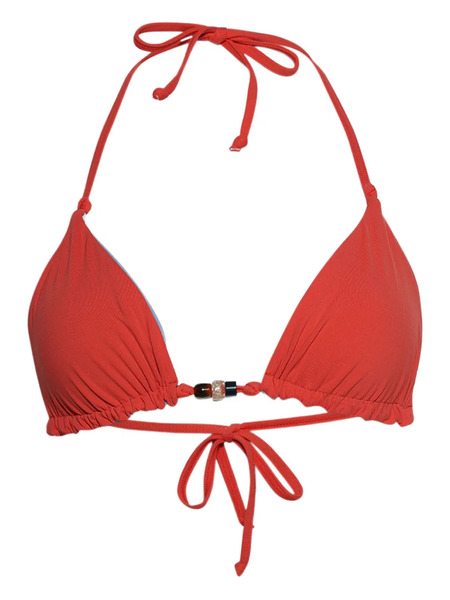  Bound Triangle Beaded Bikini - Red 
