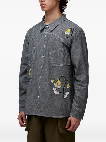  Brain Dead Embroidered Shirt - Grey 