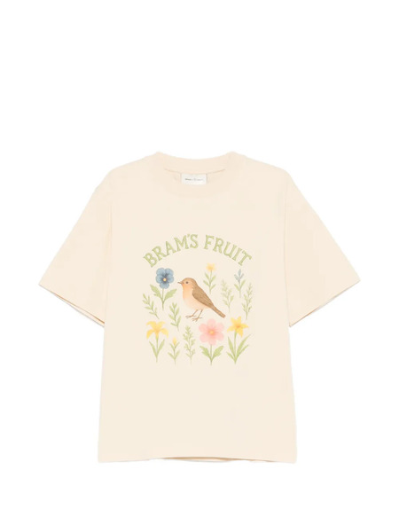  Bram’s Fruit Floral-bird-print T-shirt - Neutrals 
