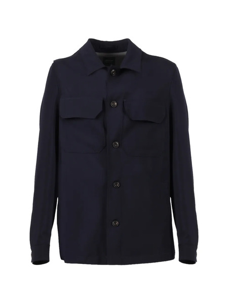  Brando Buttoned Flap-pocket Overshirt - Blue 