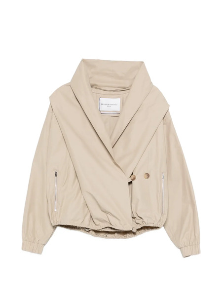  Brandon Maxwell Draped Hood Leisure Jacket - Neutrals 