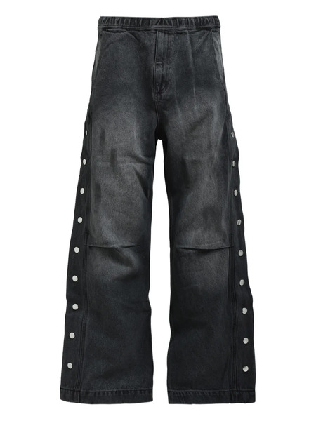  Breath Button-embellishment Jeans - Grey 