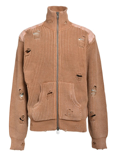  Breath Distressed-details Cardigan - Brown 