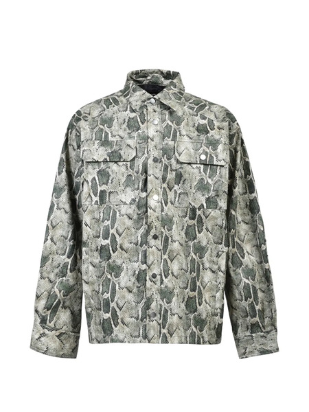  Breath Python-print Pocket Shirt - Green 