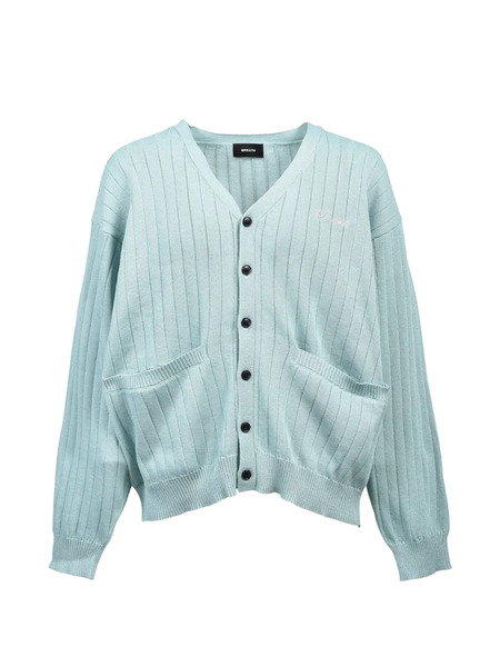  Breath Ribbed Button Cardigan - Blue 