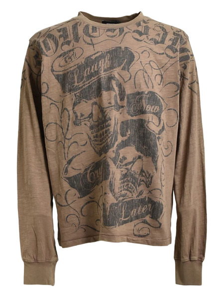  Breath Skull-graphic T-shirt - Brown 