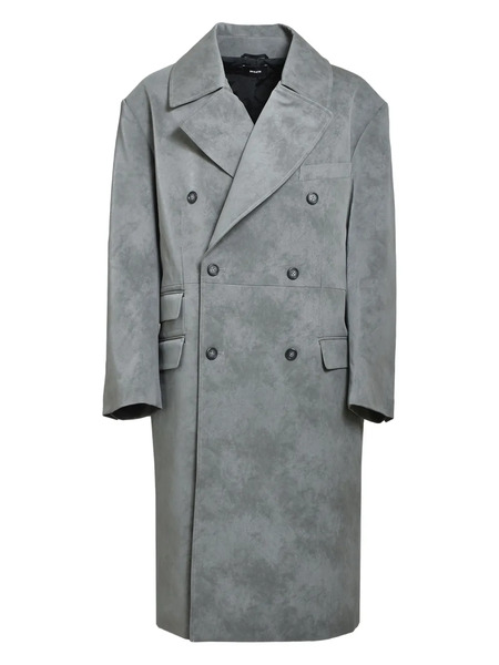  Breath Wide-collar Double-breasted Coat - Grey 