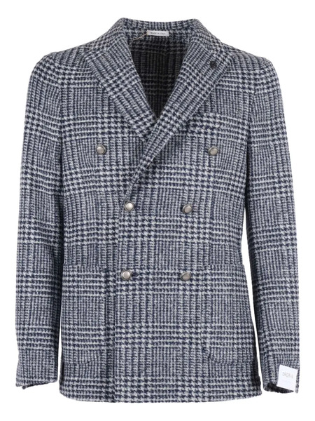  Brera Double-breasted Check Jacket - Blue 