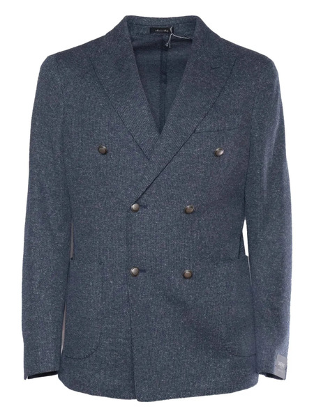  Brera Double-breasted Textured Blazer - Blue 