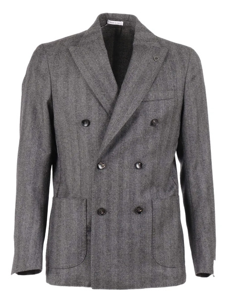 Brera Herringbone Double-breasted Blazer - Grey 