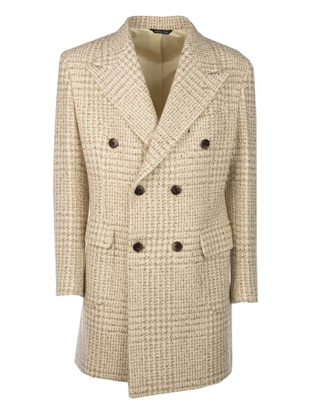  Brian Dales Double-breasted Checked Coat - Neutrals 