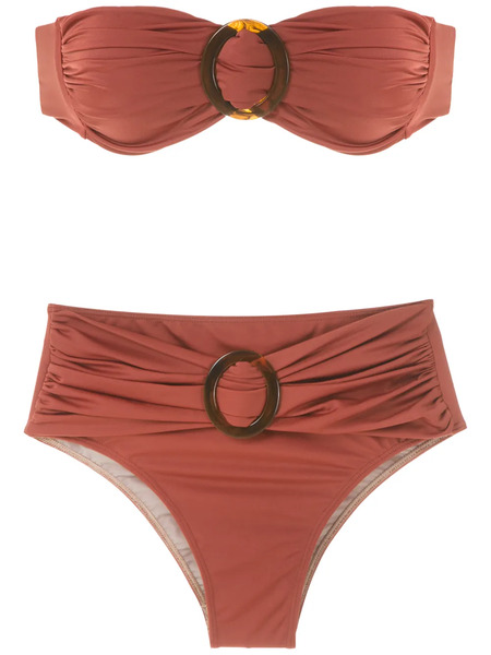  Brigitte Bikini Set With Buckle Details - Brown 