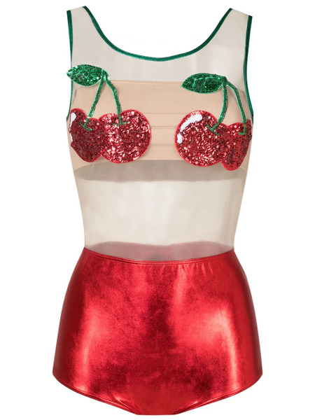  Brigitte Carnaval/festival Sequin-embellished Metallic One-piece - Red 