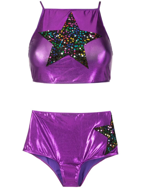  Brigitte Carnaval/festival Sequinned Bikini Set - Purple 