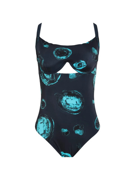  Brigitte Cut-out Patterned Swimsuit - Blue 