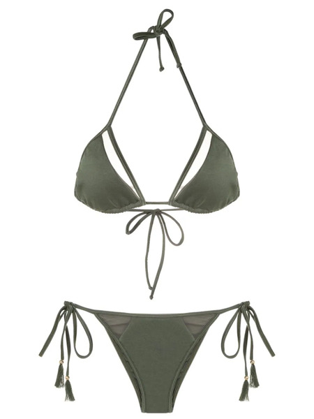  Brigitte Cut-out Triangle-cup Bikini - Green 
