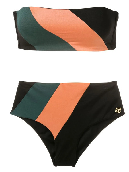  Brigitte Diagonal Stripe Print Bikini - Multicolour 