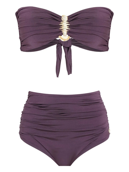  Brigitte Embellished High-waisted Bikini Set - Purple 