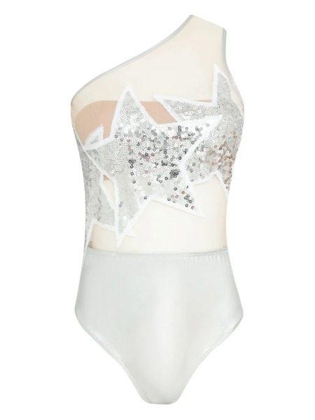  Brigitte Estrelas Carnaval/festival Bodysuit - Silver 