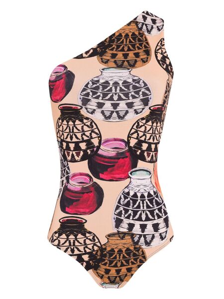  Brigitte Graphic-print Swimsuit - Neutrals 