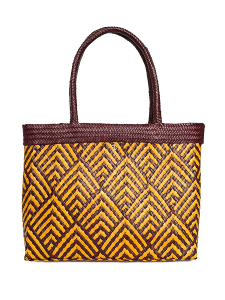  Brigitte Jurema Handwoven Geometric-pattern Beach Bag - Yellow 