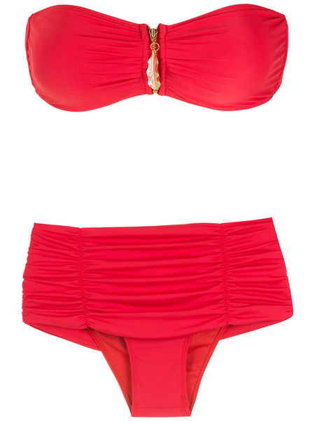  Brigitte Leaf-detail Bikini Set - Red 