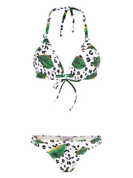  Brigitte Leaf-print Bikini Set - White 