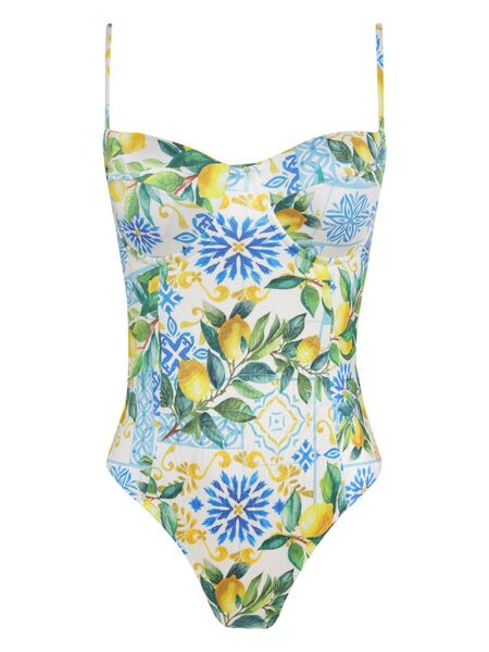  Brigitte Lemon-print Swimsuit - White 