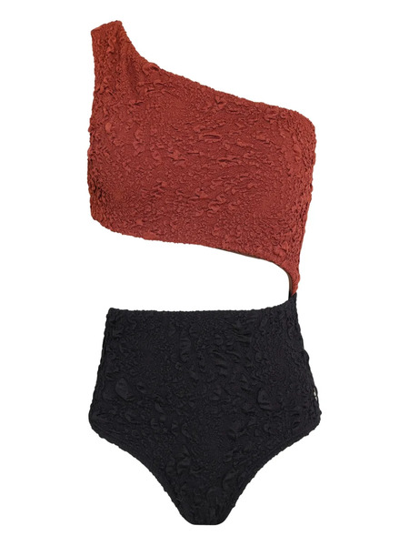  Brigitte One-shoulder Textured Swimsuit - Black 