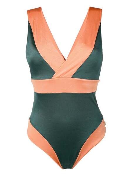  Brigitte Panelled V-neck Swimsuit - Green 